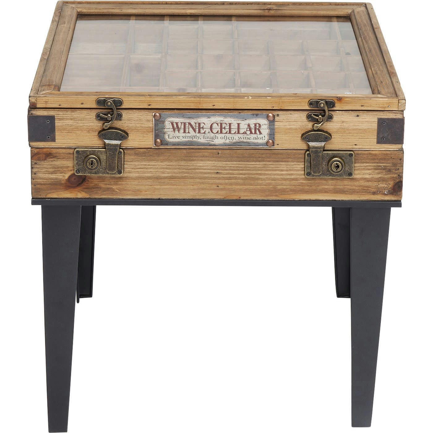COLLECTOR - Table d'appoint carrée en sapin et acier
