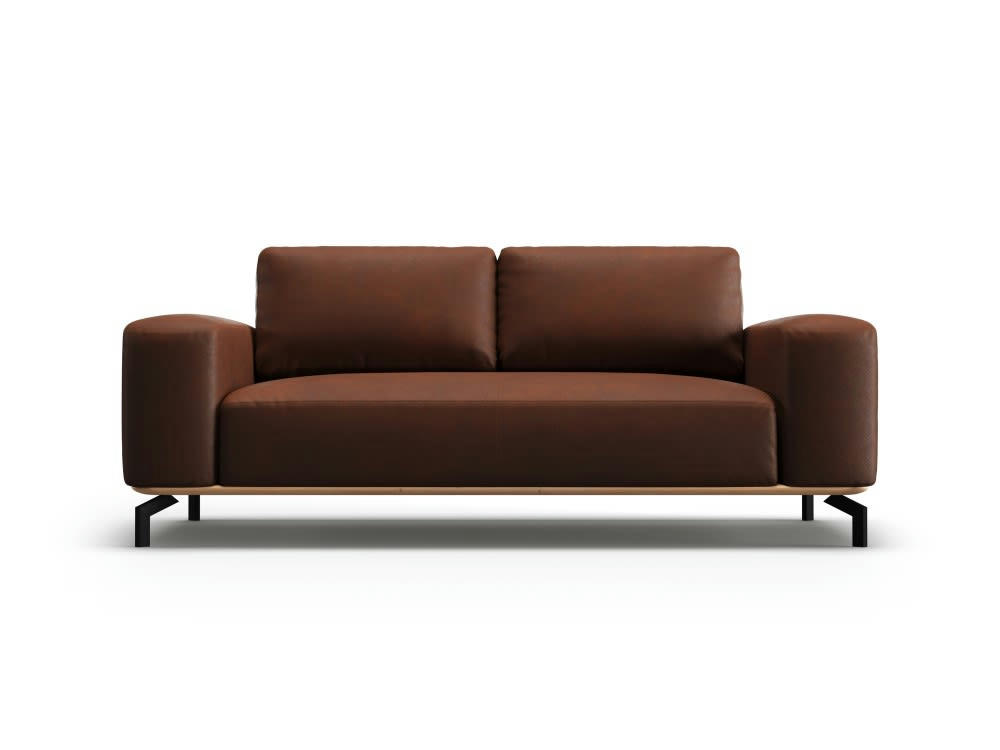 MARC - Canapé 2 places en cuir cognac