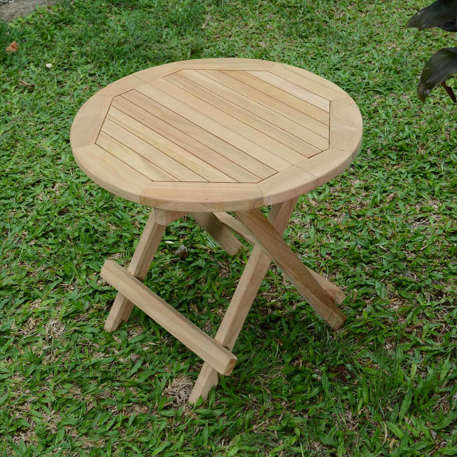 KUTA - Table basse pliante de jardin en teck massif D 50 cm