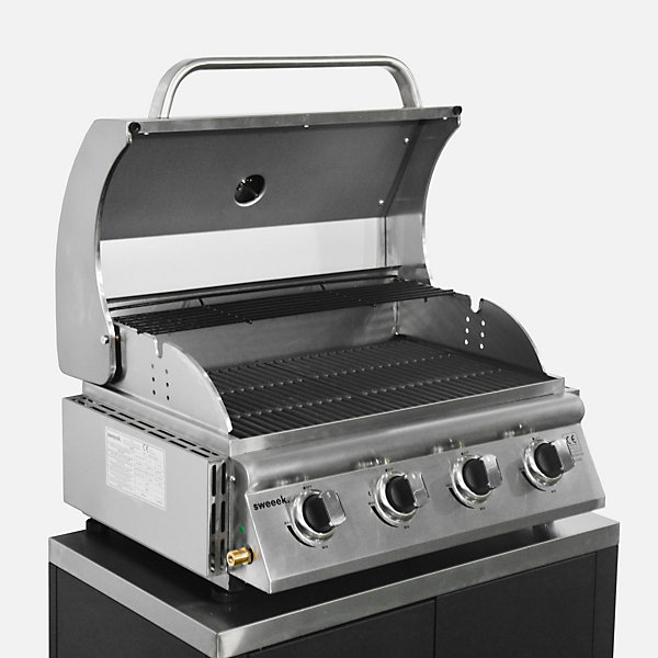 Barbecue à gaz avec 4 brûleurs à poser avec récupérateur de graisse