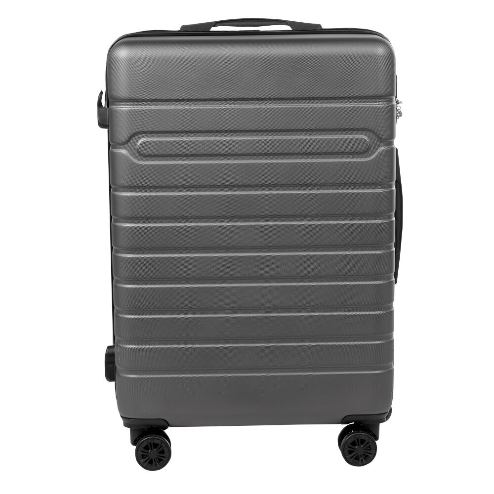 Valise rigide plastique gris 4 roues H60cm