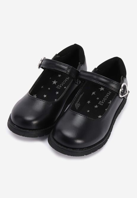 Girls Black Mary Jane Faux Leather Shoes