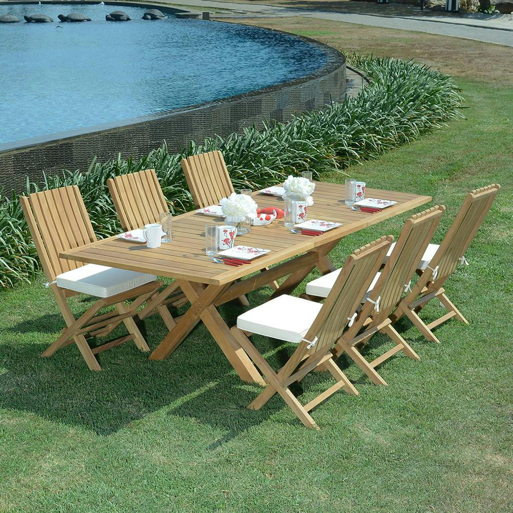 BATANG - Salon de jardin 6 chaises en teck massif