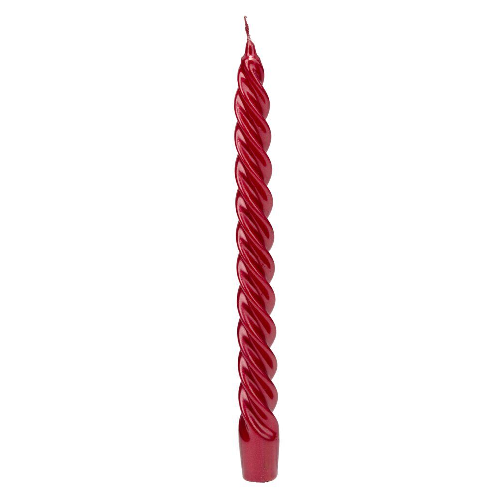 Bougie cire X2 pcs forme flambeau torsadé H25 cm rouge