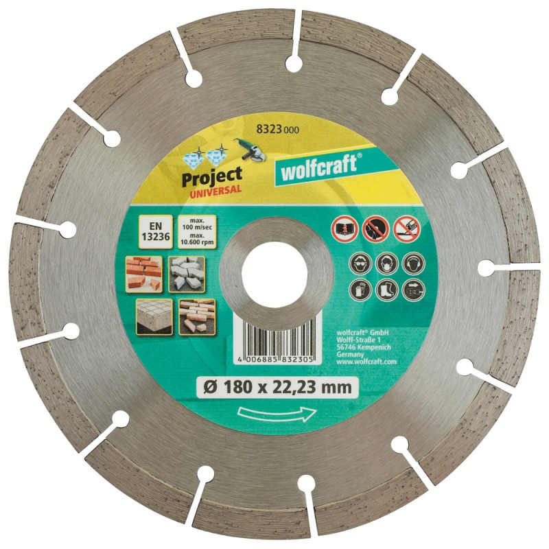 Disque à tronçonner Project Universal en diamant Ø 180 mm WOLFCRAFT