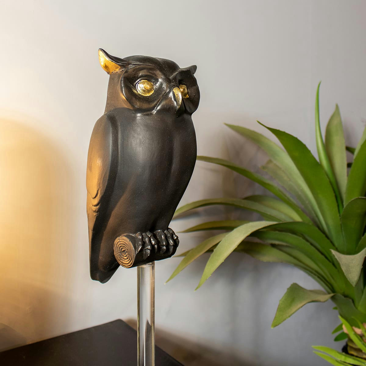 OWLY BOWLY - Hibou sur pied noir mat et doré