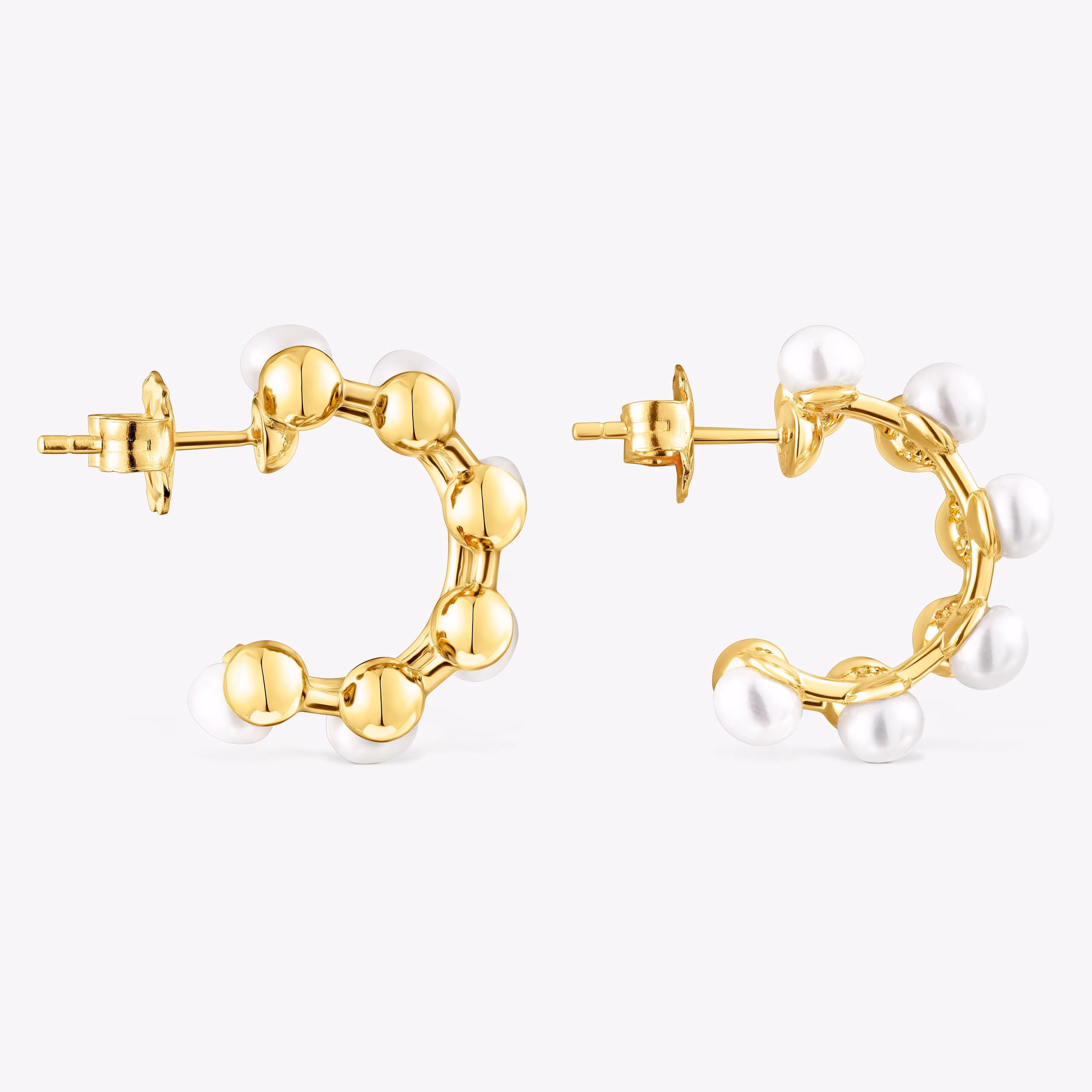 Pendientes dobles con baño de oro 18 kt sobre plata y perlas cultivadas Gloss