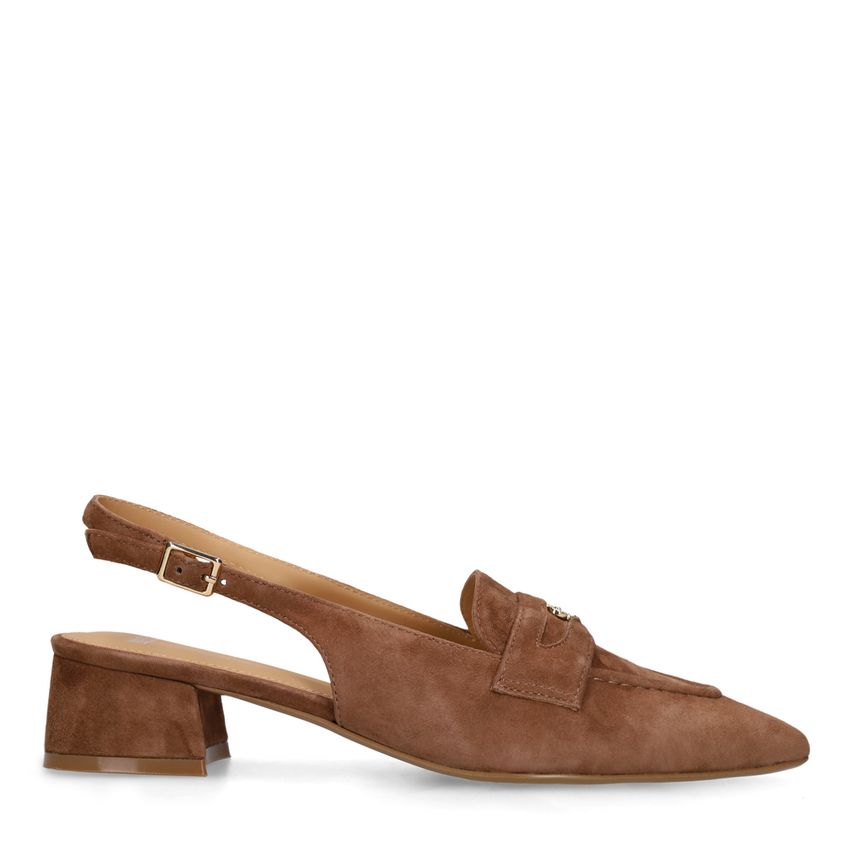 Manfield Bruine suède slingbacks
