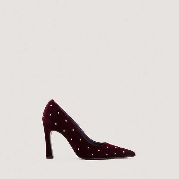 Escarpins à rivetsen velours bordeaux | DANITA