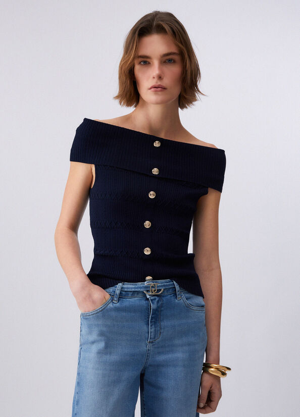 Top bardot in maglia