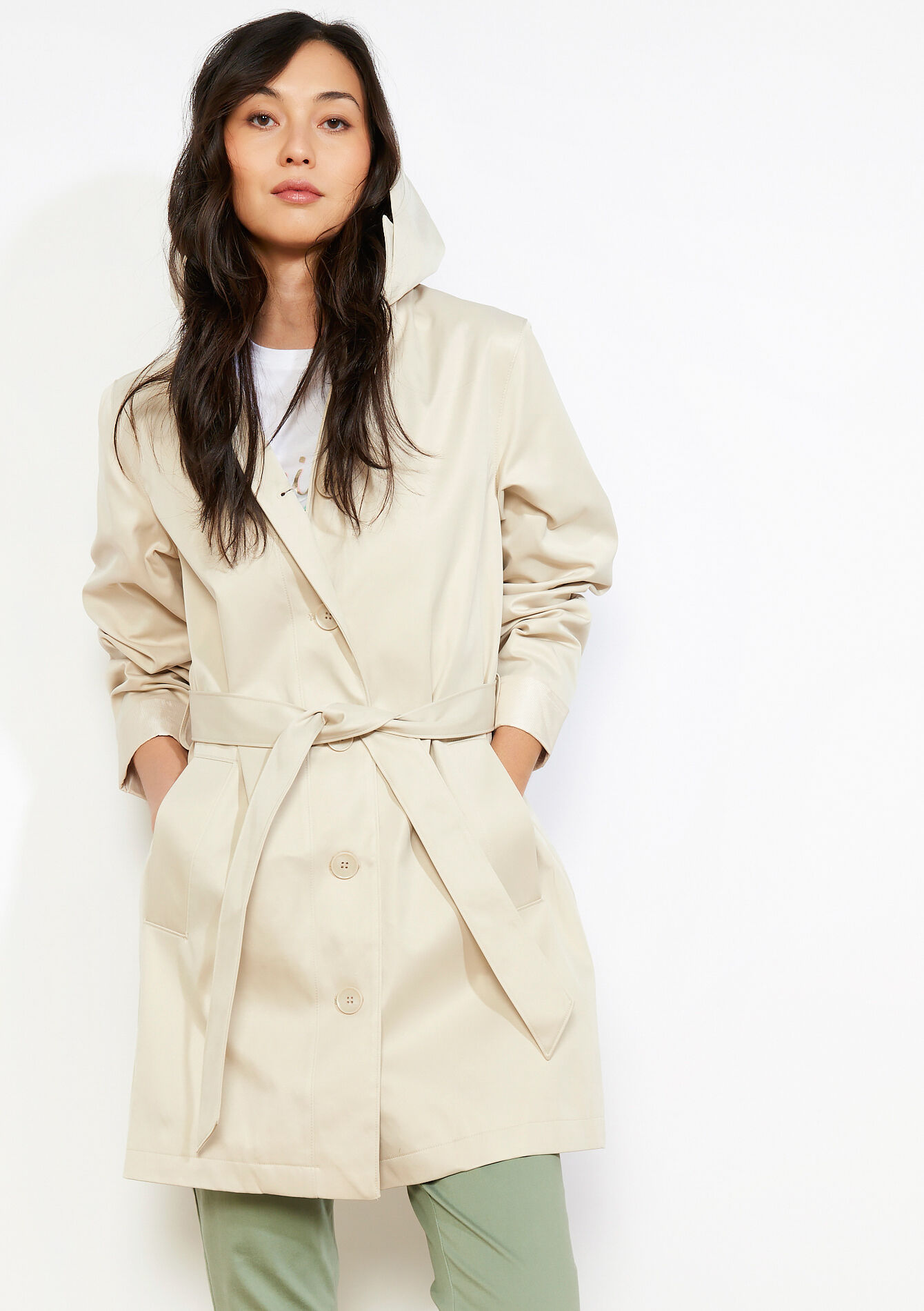 Trench met dubbele knopenrij