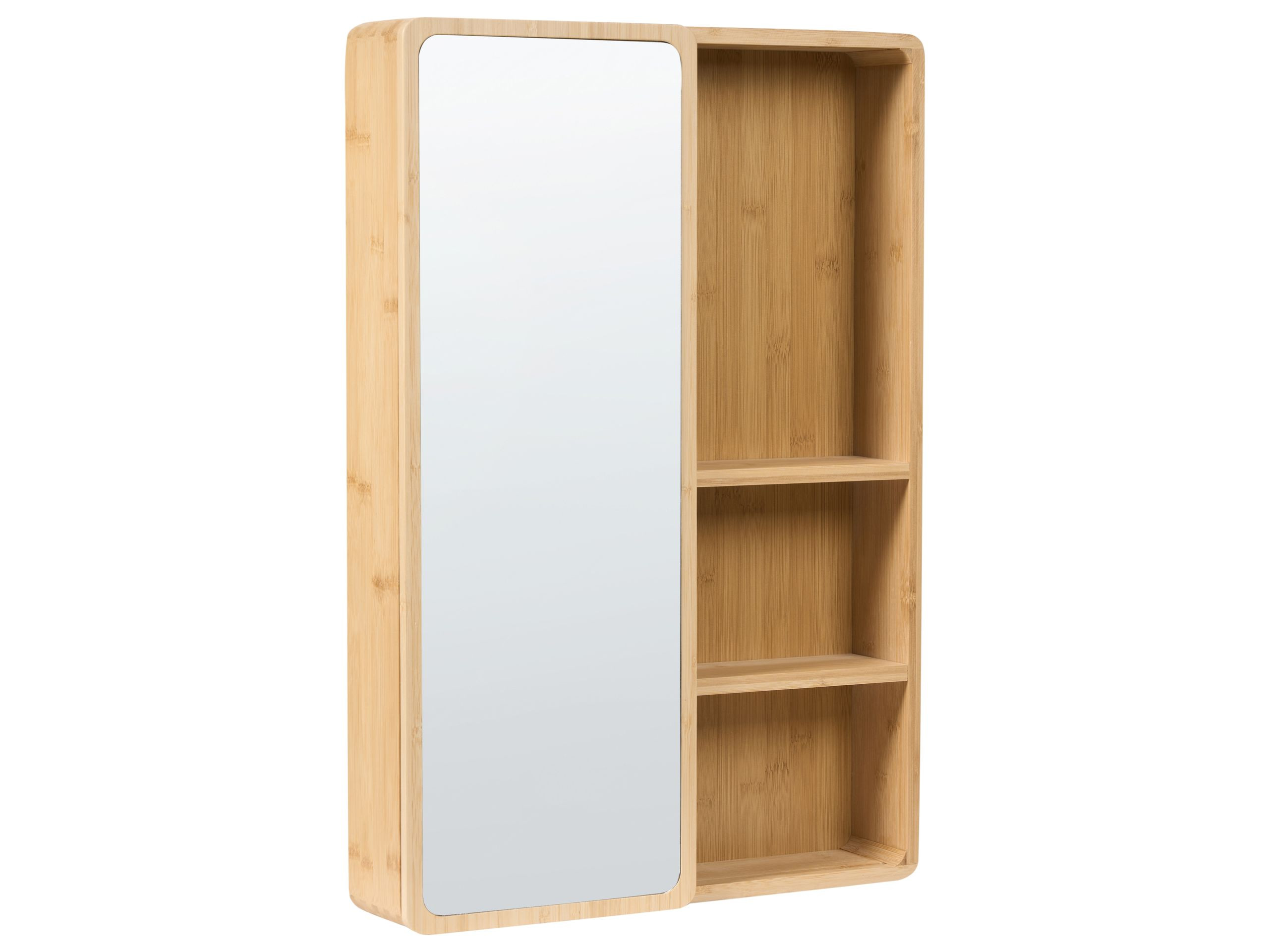 Wisząca łazienkowa szafka z drewna bambusowego 61 x 41 cm z lustrem