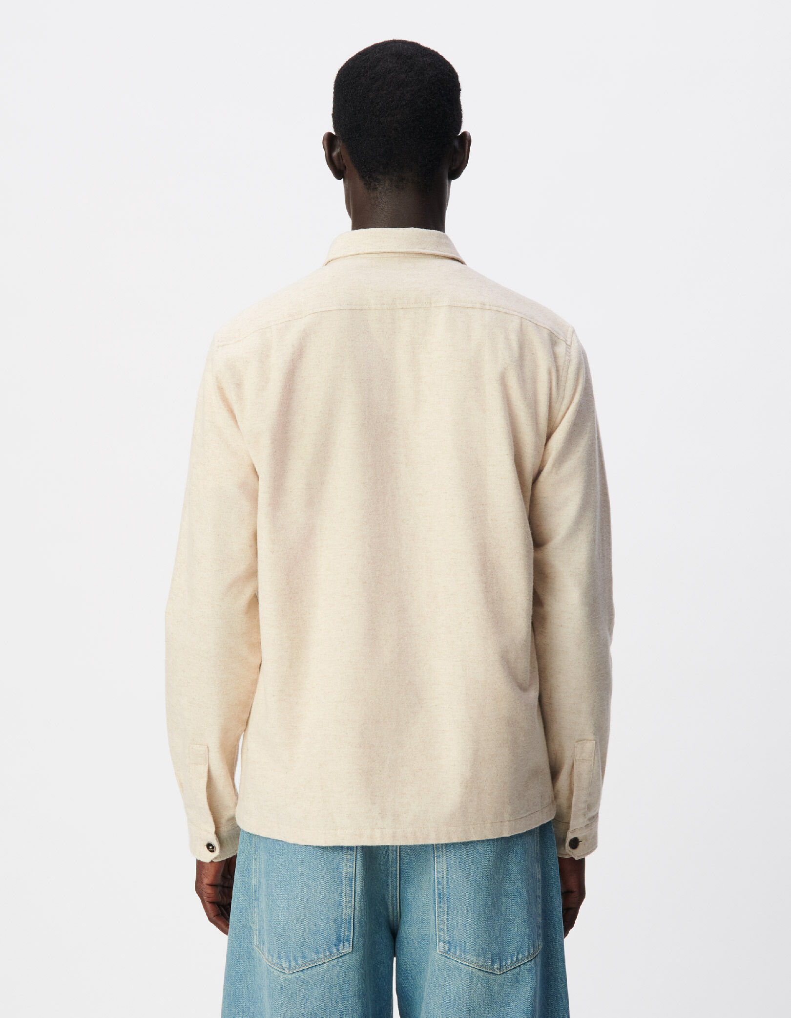 Chemise regular beige flanelle Homme