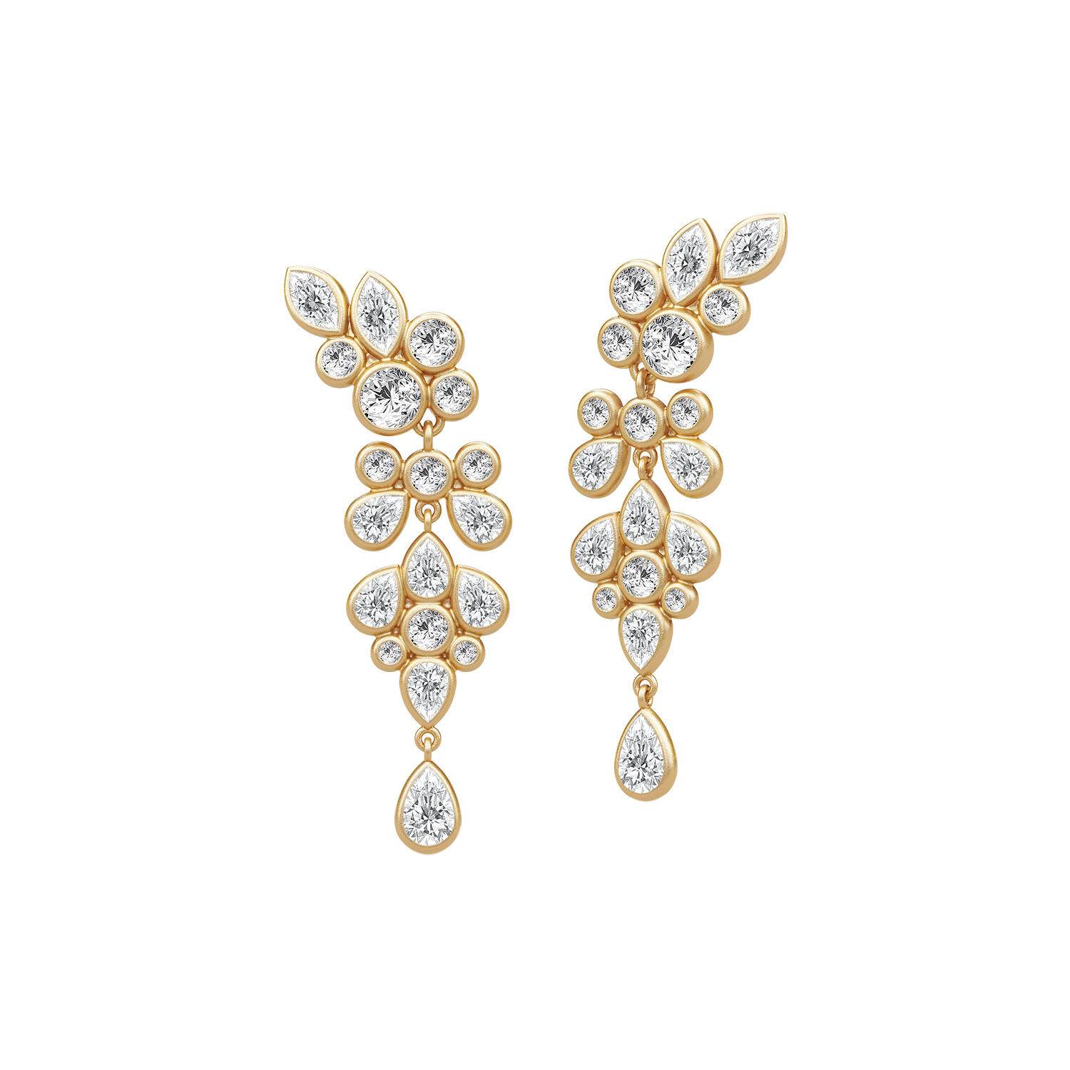 White Wisteria Chandelier, gold/clear