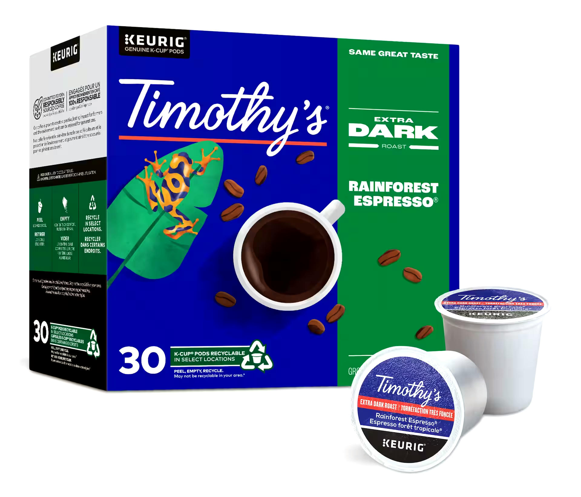 Keurig Timothy's Rainforest Espresso Extra Dark Roast K-Cup® Coffee Pods, 318-g, 30-pk