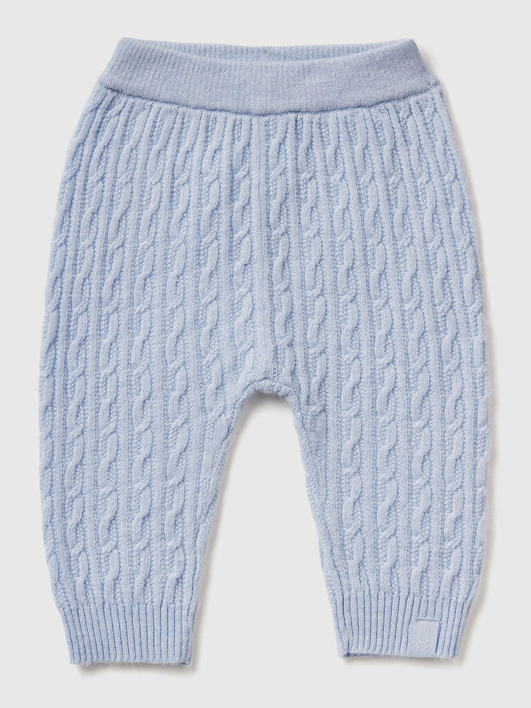 Trousers with cables in wool blend