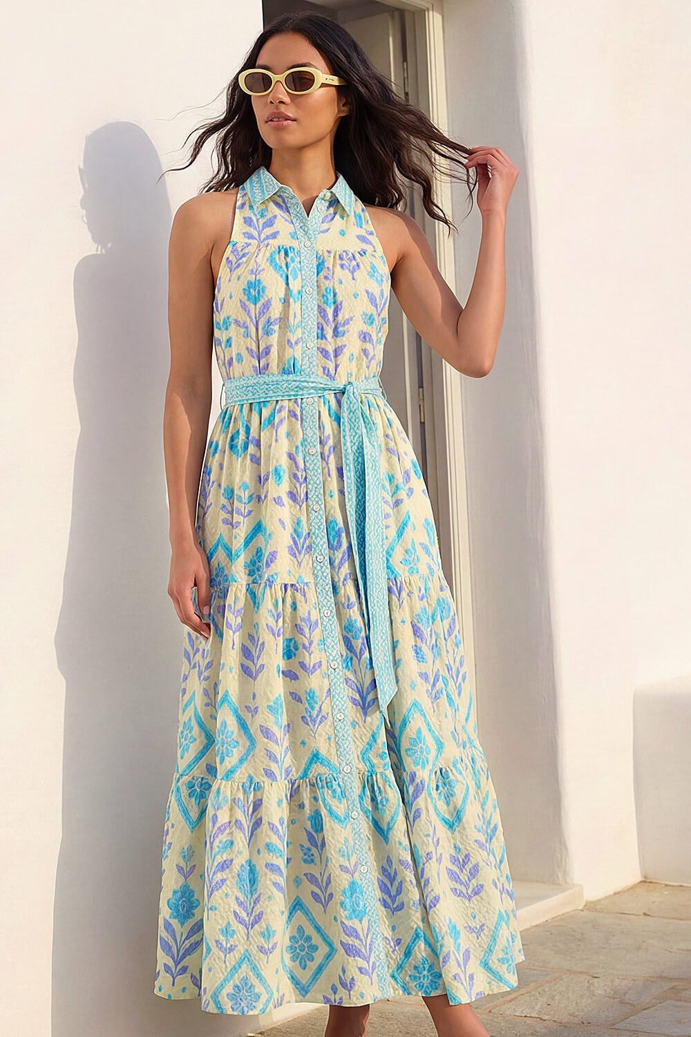 Roman Leafy Tiered Maxi Dress