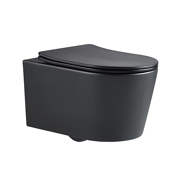 Grohe Pack WC Bâti-support Rapid SL   WC SAT sans bride noir mat   Abattant softclose   Plaque noire mat