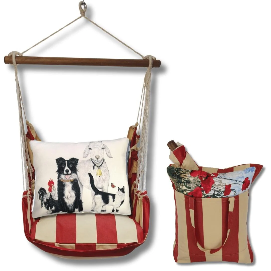 Magnolia Casual Swing Set 4 piece - Americana Stripe w/ Dog and Farm Animals