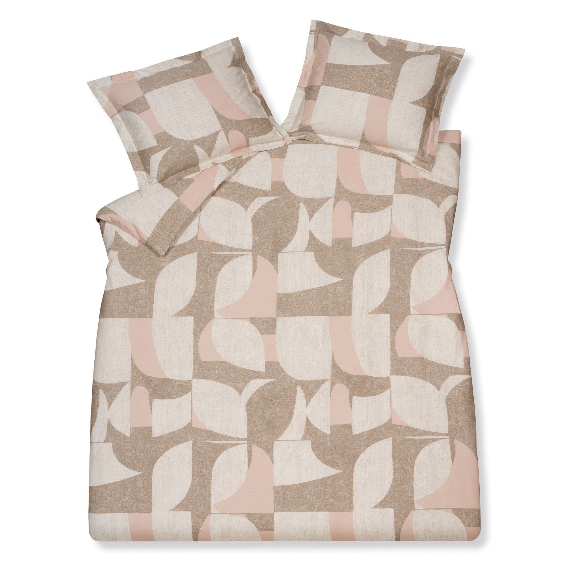 Echos Dekbedovertrek   140 x 200 220 cm   Beige   Roze   Satijnkatoen