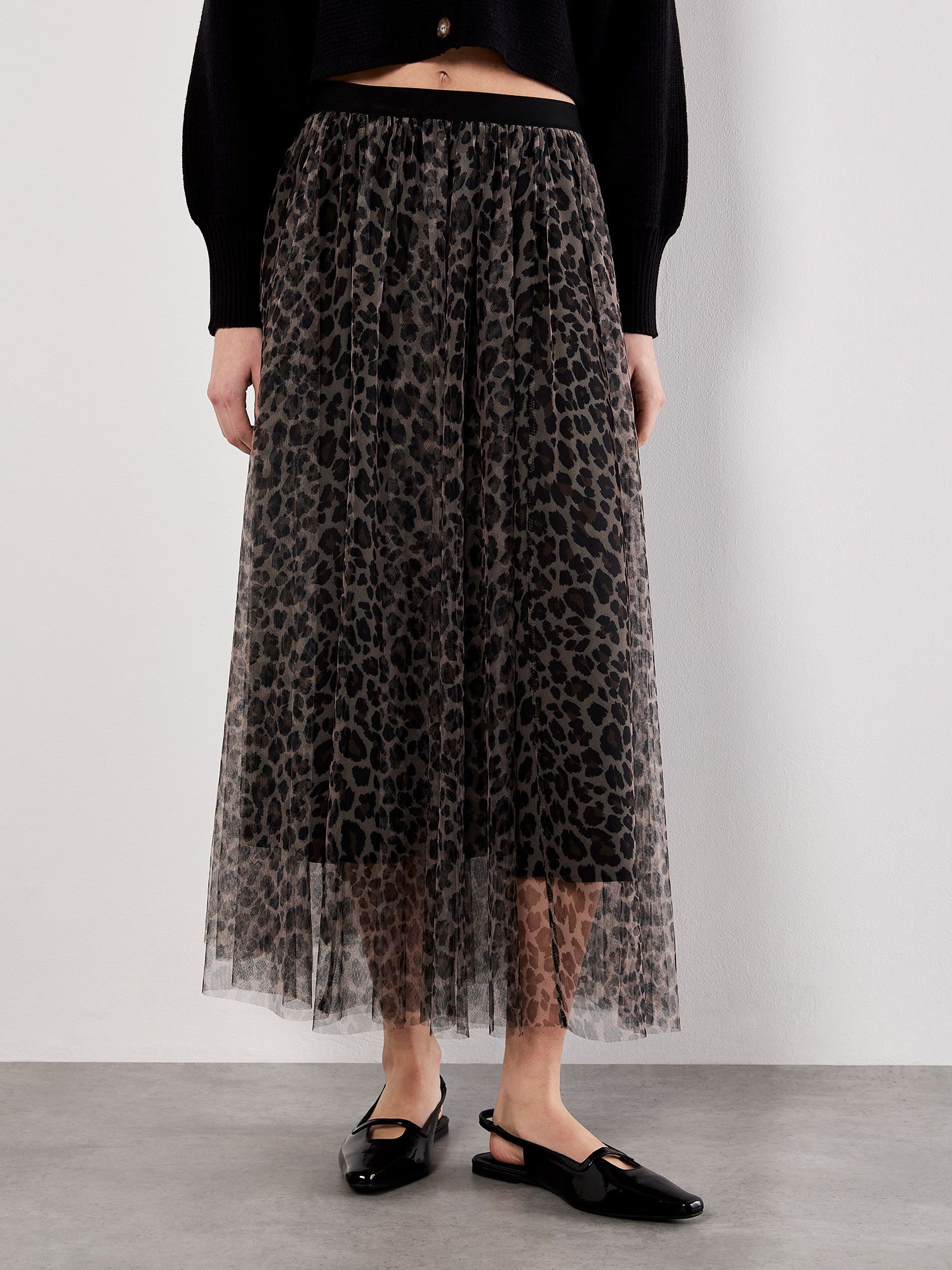 Apricot Leopard Tulle Skirt