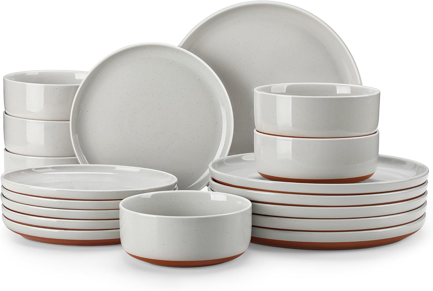MALACASA Plates and Bowls Sets, 18 Pieces Modern Ceramic Dinnerware Set for 6 Kitchen Dinner Set Stoneware Dishware Dishes Set Microwave and Dishwasher Safe, Grey, Series TARA