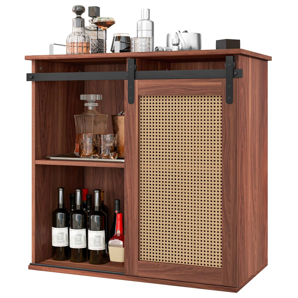 Moasis Bar Cabinet with Storage for 101 can Mini Fridge Ratan Door Mini Fridge Cabinet Beer Cabinet Wine Fridge Cabinet