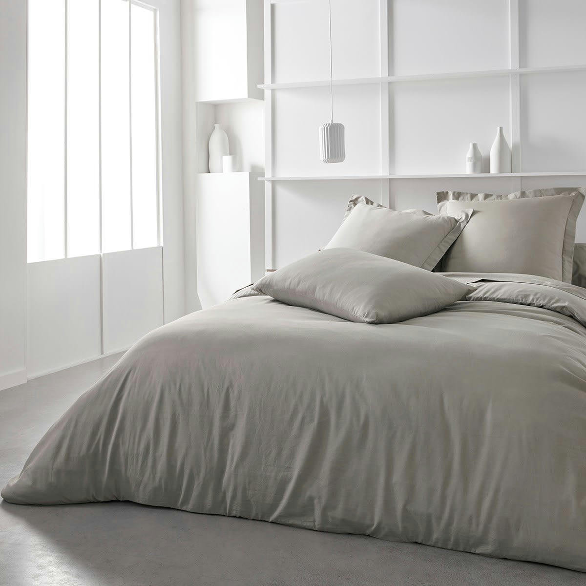 ESSENTIAL - Drap housse  en Coton Beige 180x200 cm