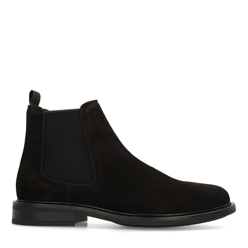 Manfield Zwarte suède chelsea boots