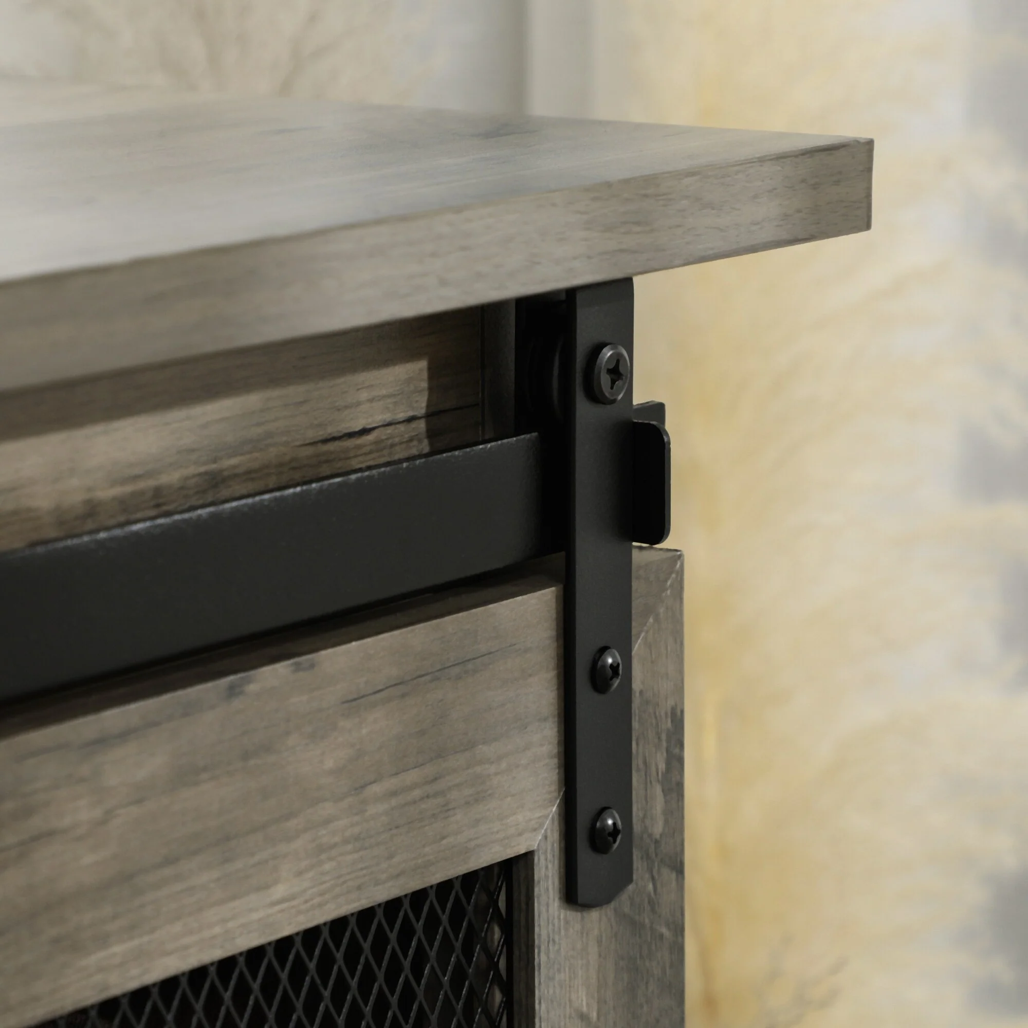 Farmhouse Buffet Cabinet with Sliding Barn Door and Adjustable Shelves for Living Room