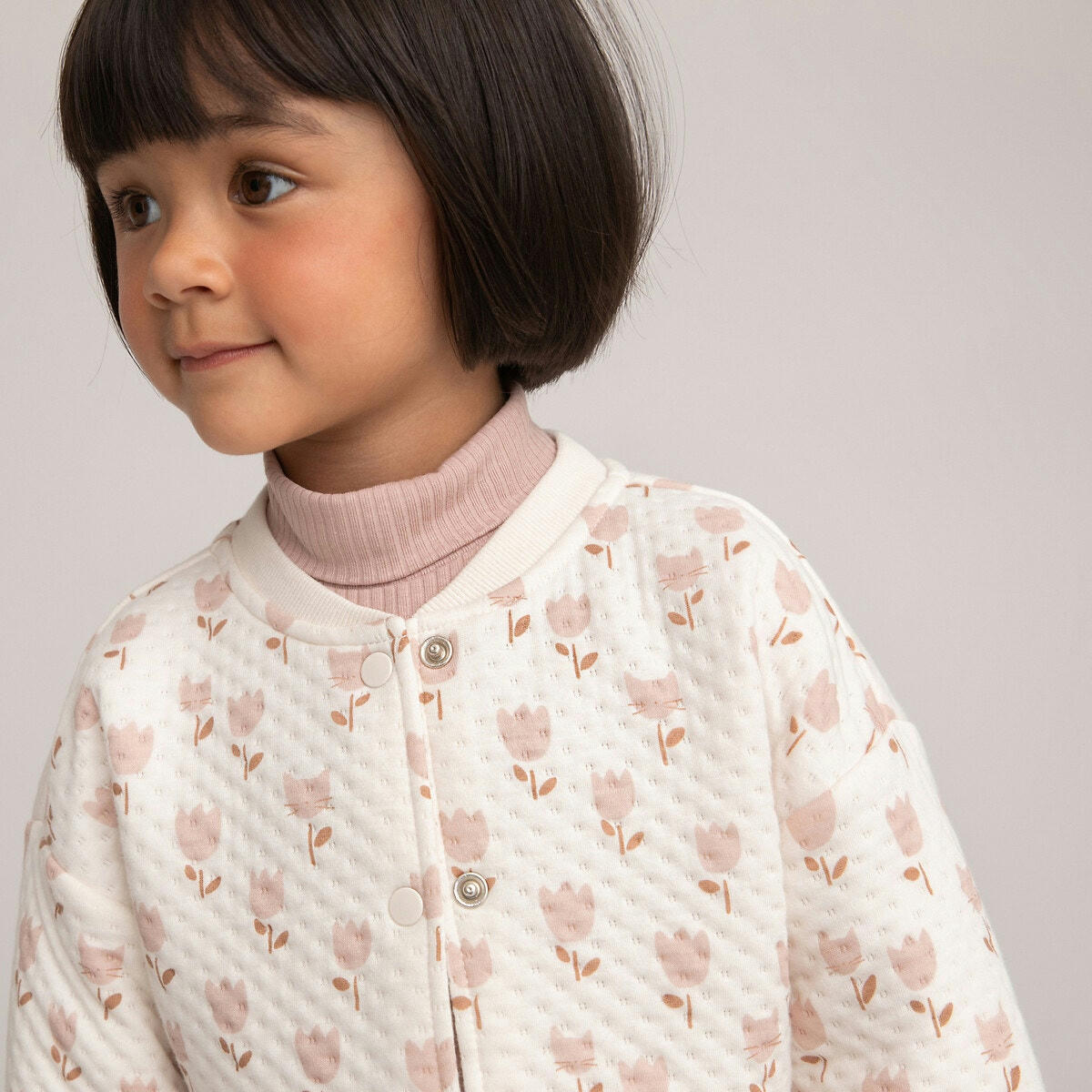 Gilet pressionné et matelassé, imprimé tulipe
