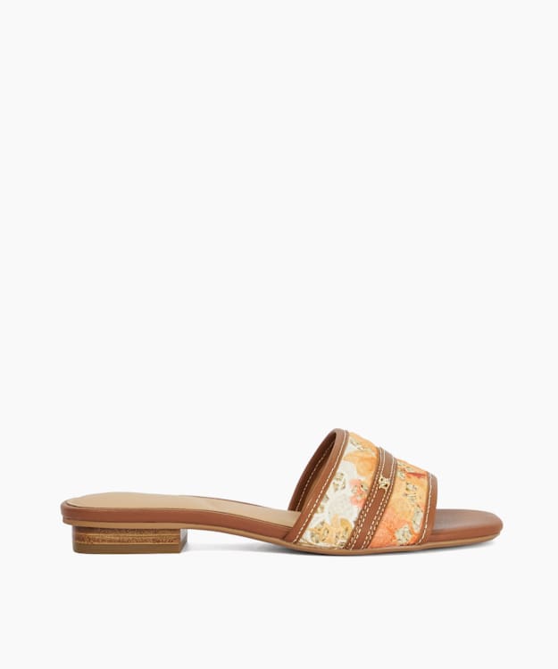 Leti Orange - Open Toe Block Heel Sandals
