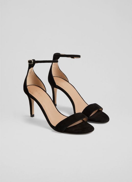 Helena Black Suede Heel Sandals