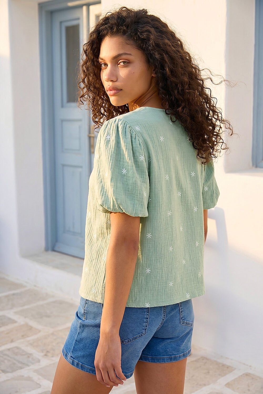 Roman Petite Embroidered V-Neck Top