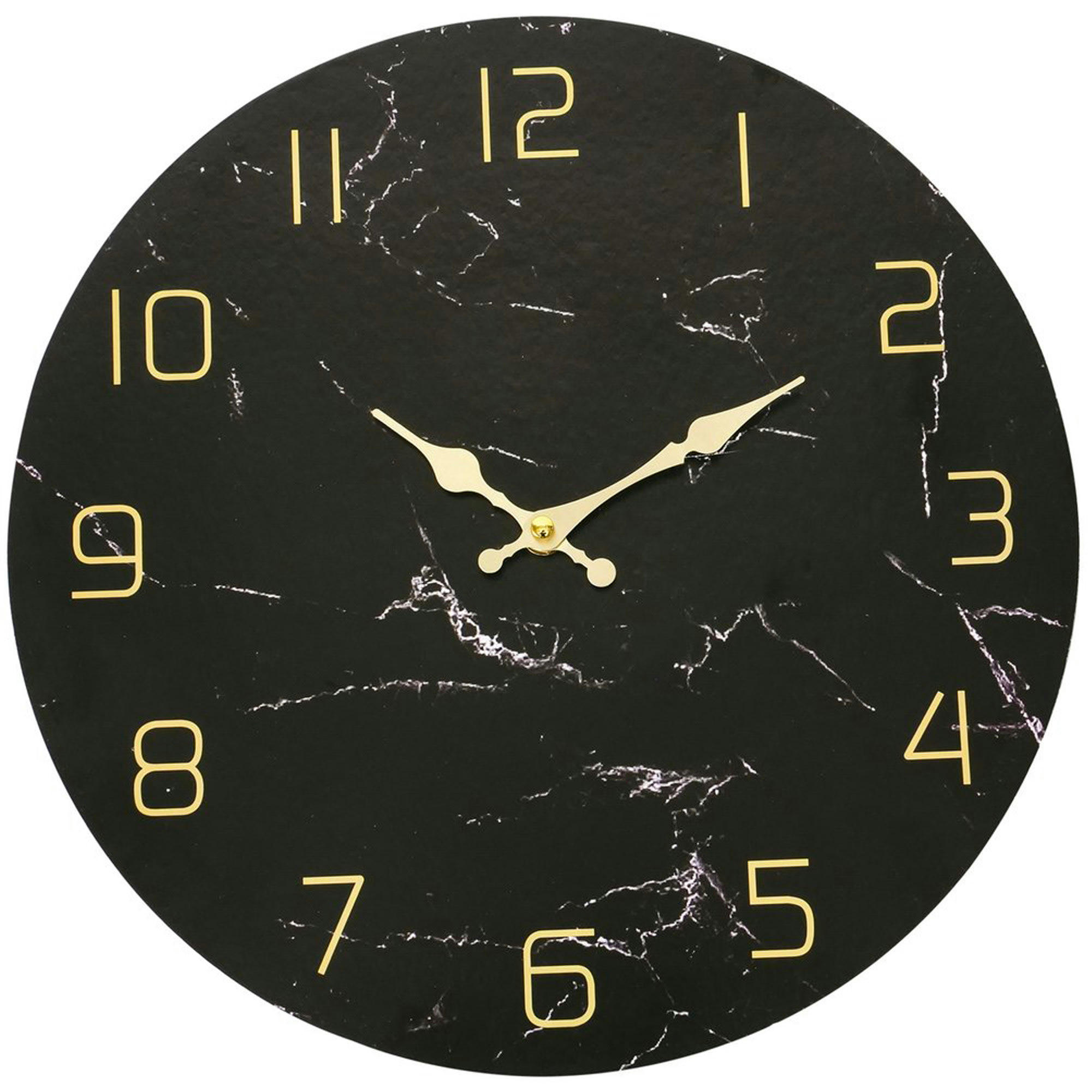- Horloge murale effet marbre noir et doré diamètre 34cm