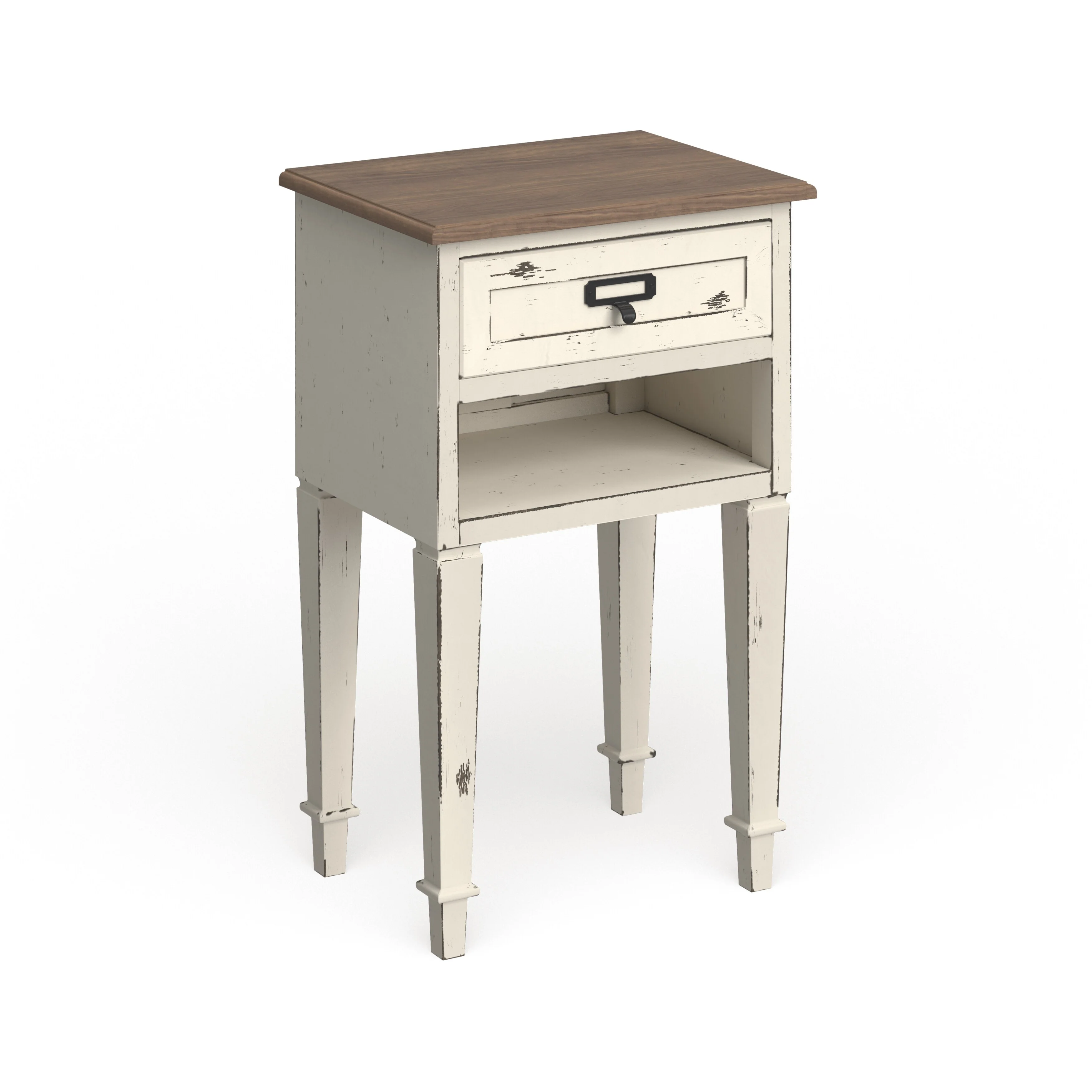 The Gray Barn Heart and Soil Weathered Oak and White Wash Distressed Finish Wood Nightstand