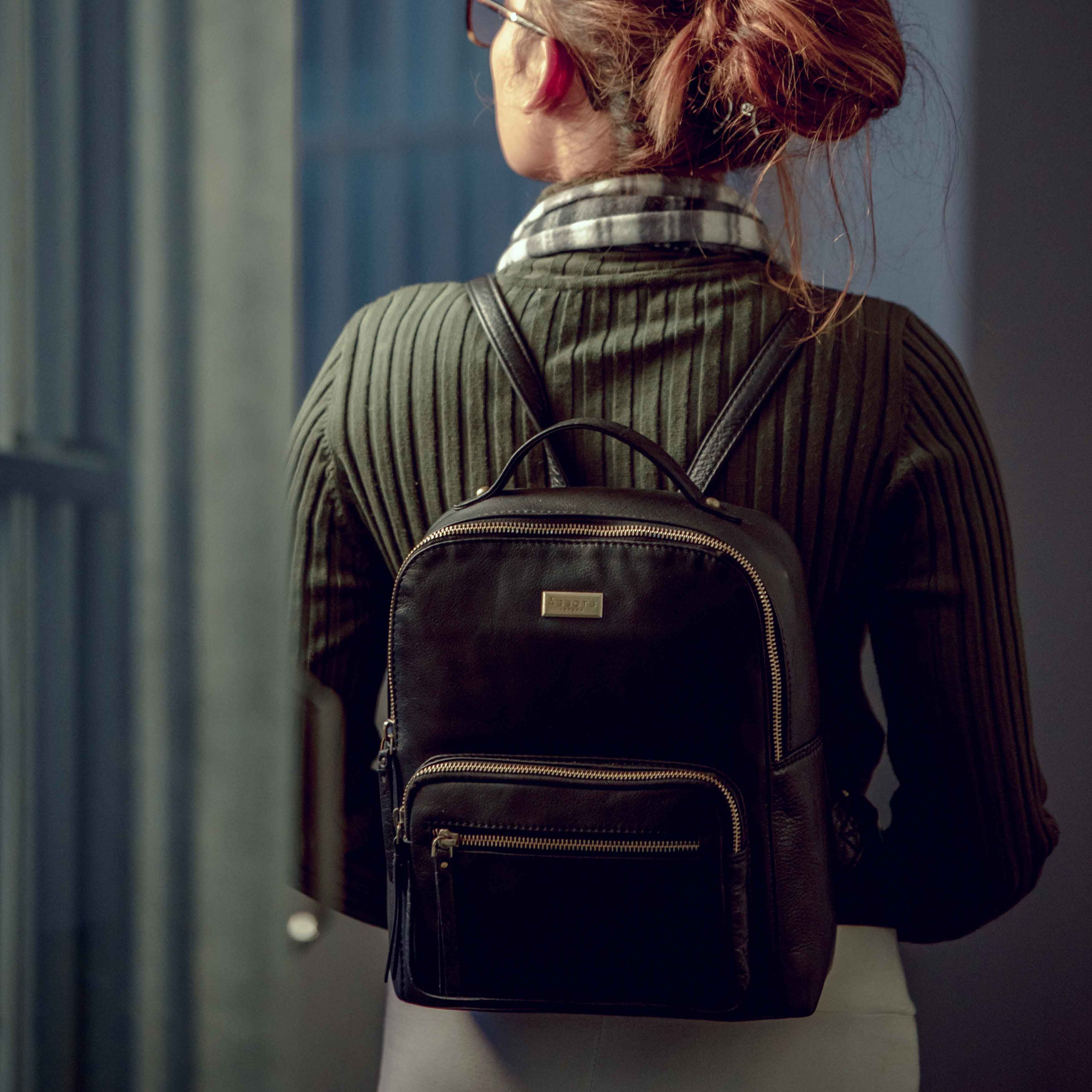 Assots London ANGEL' Nappa Full Grain Leather Zip-top Backpack