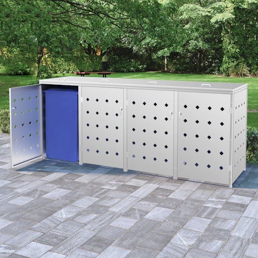 NNEVL Quadruple Wheelie Bin Shed 240 L Stainless Steel