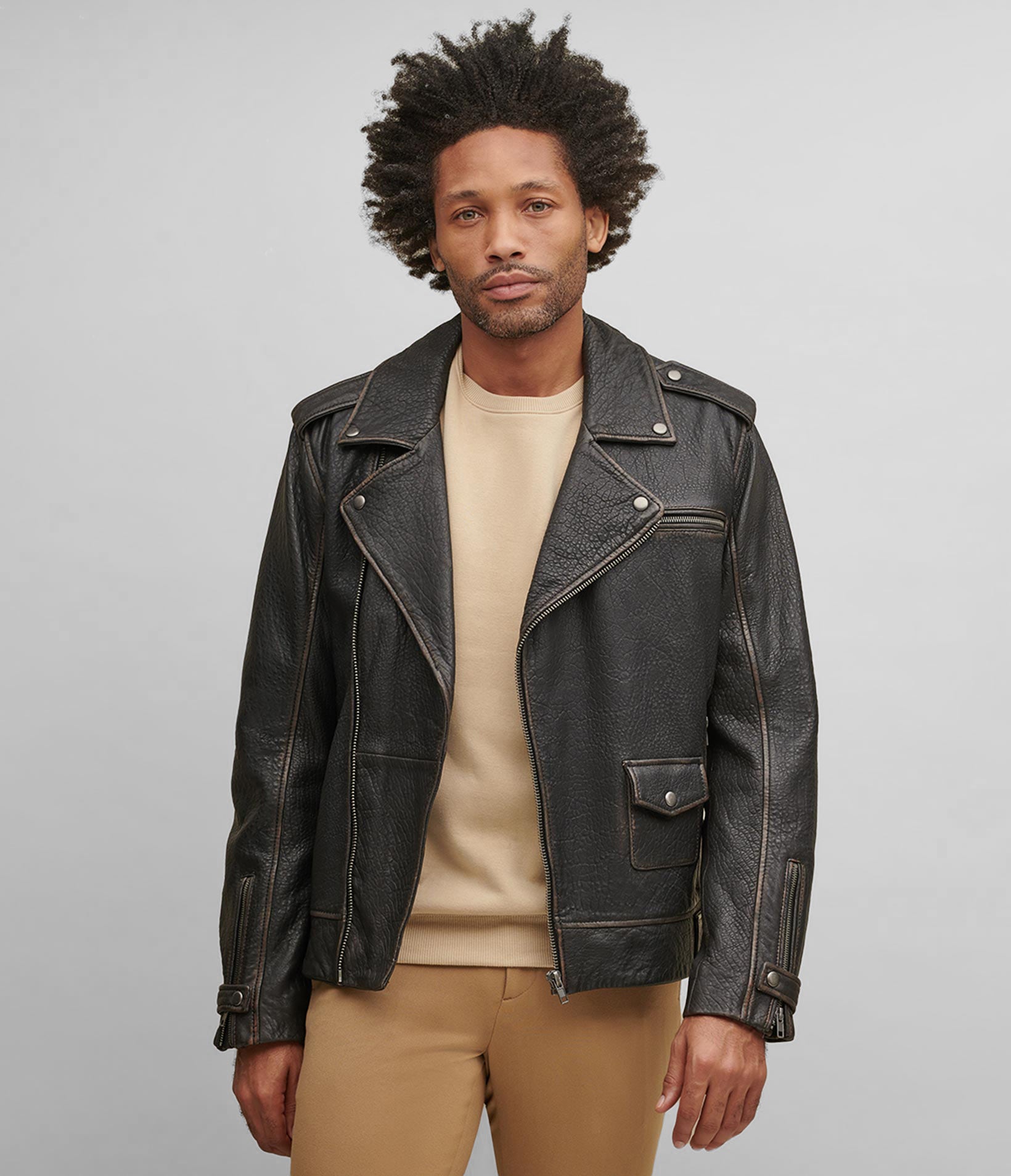 Mike Asymmetrical Leather Jacket