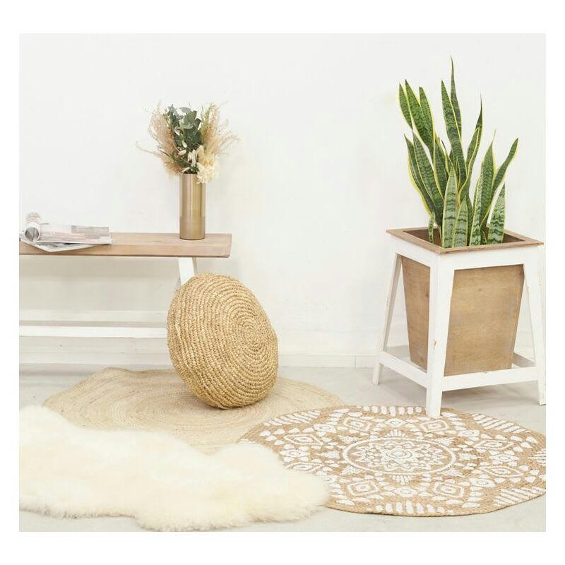 - Tapis rond en jute naturel tressé ø 90 cm