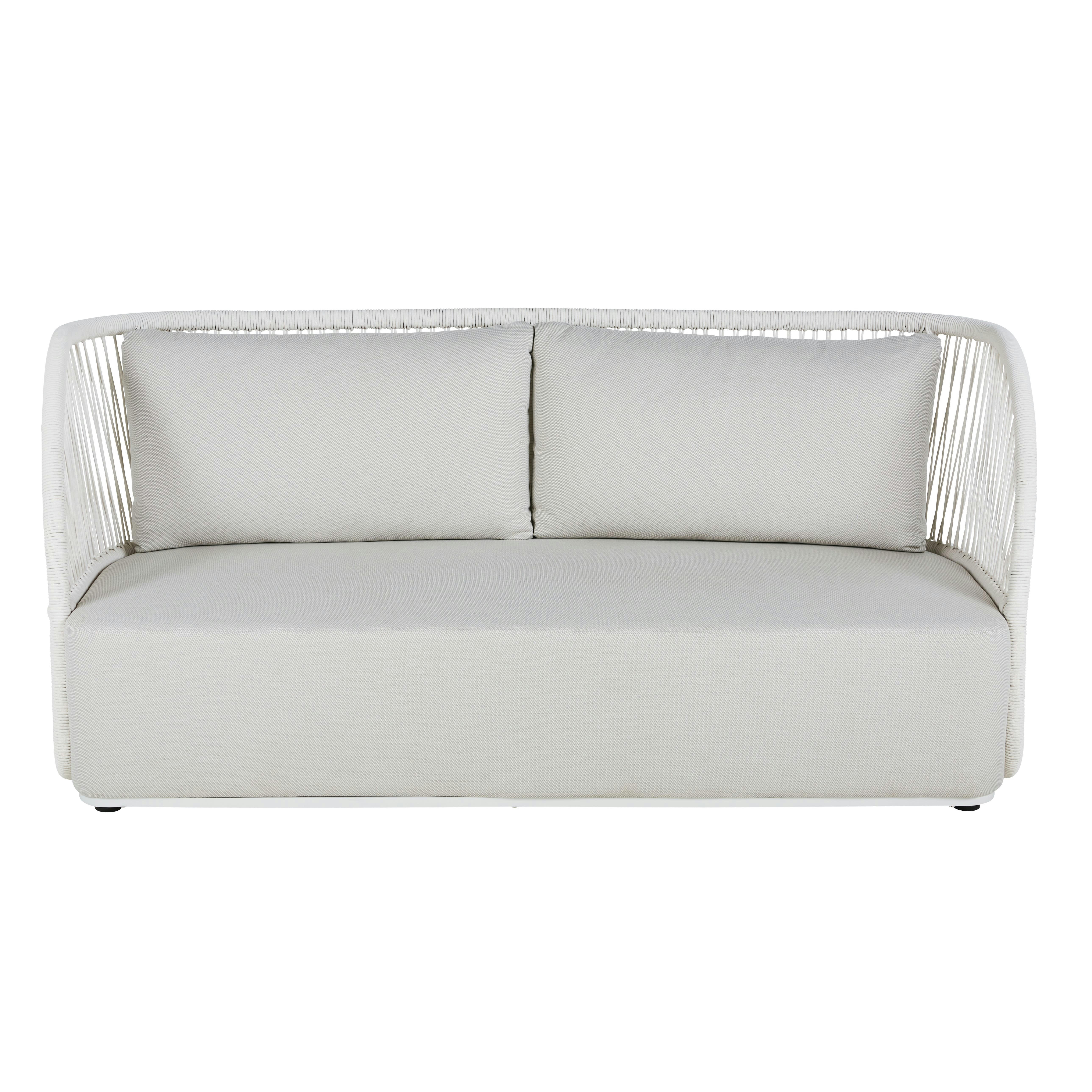 - Canapé de jardin 2/3 places en fibre polyoléfine beige et corde blanche