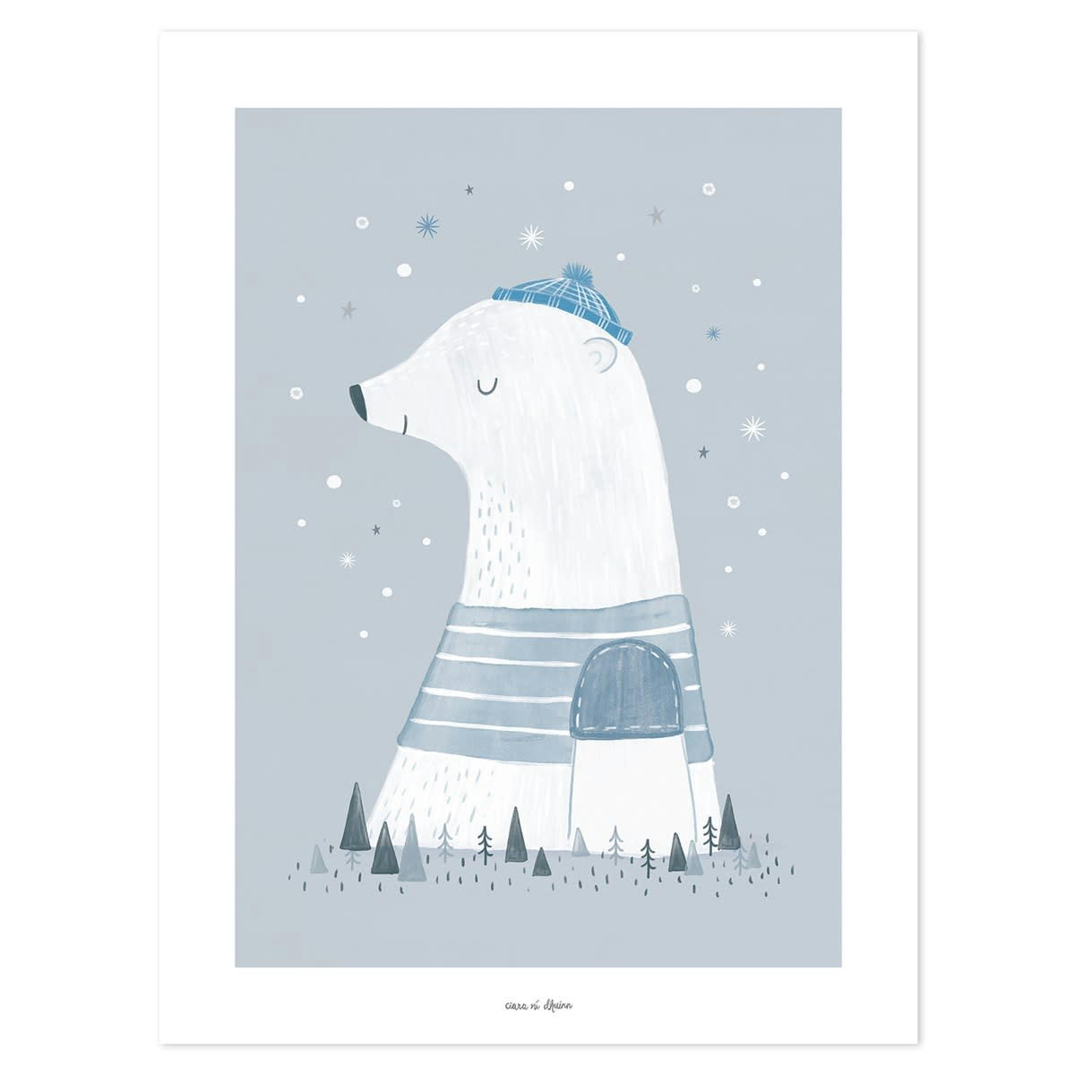 ARTIC DREAM - Affiche ours en Papier Bleu