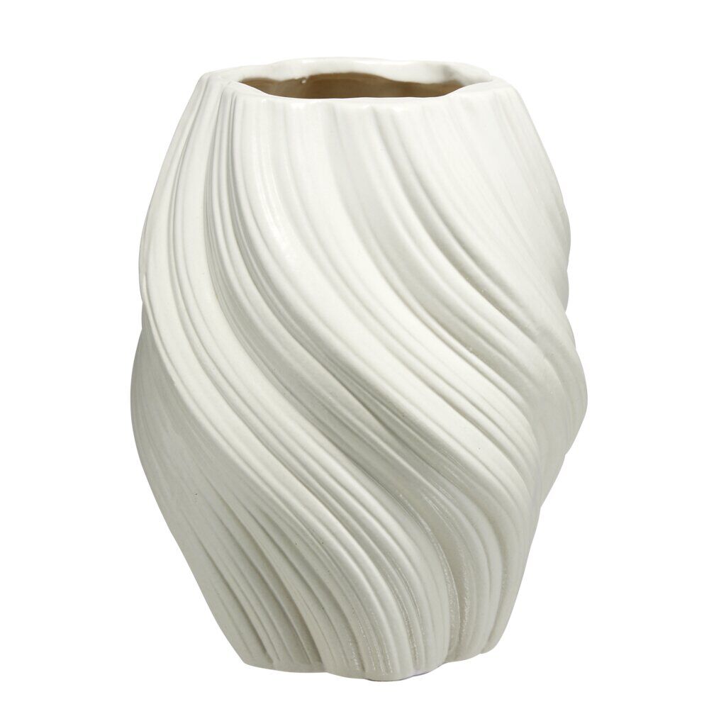 Vase rond effet tornade dolomite gris clair Ø12,5xH16cm