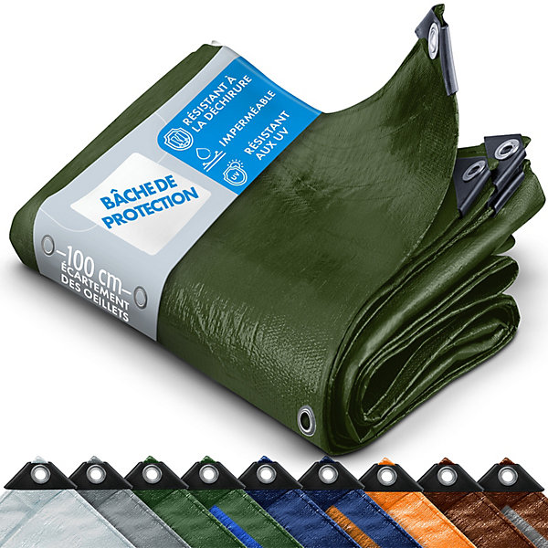 Bâche de protection imperméable 140 g-m² Vert 10 x 12 m