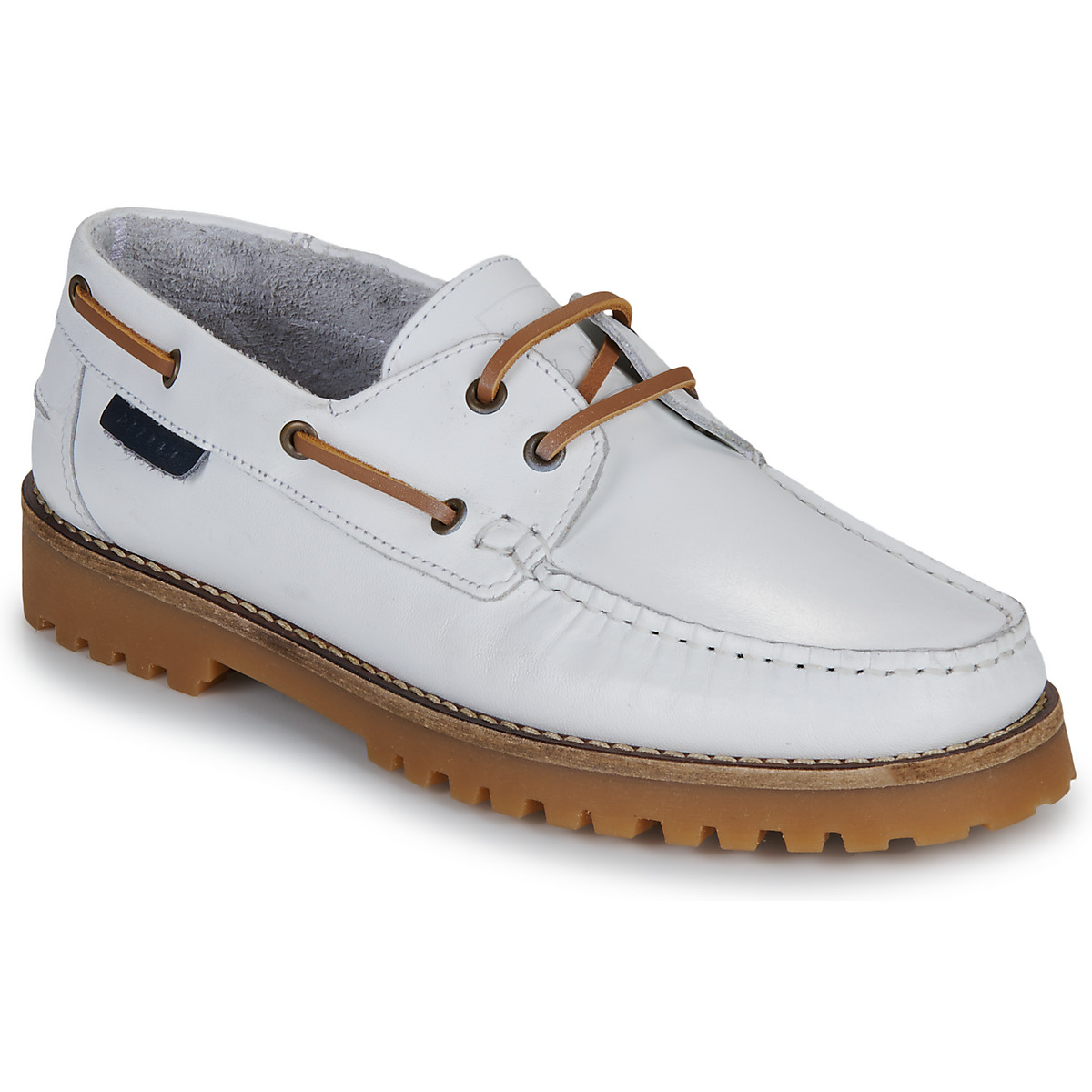 Pellet - OLIVIA - Veal / Smooth / White / Lacets / Camel