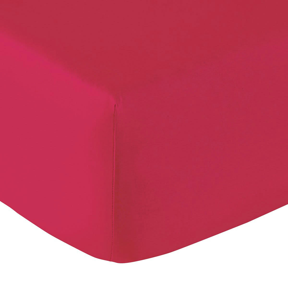 VEXIN - Drap housse coton framboise 120x190 cm