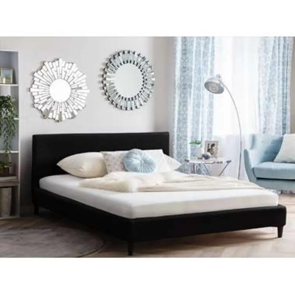 FITOU - Tweepersoonsbed - Zwart - 160 x 200 cm - Polyester