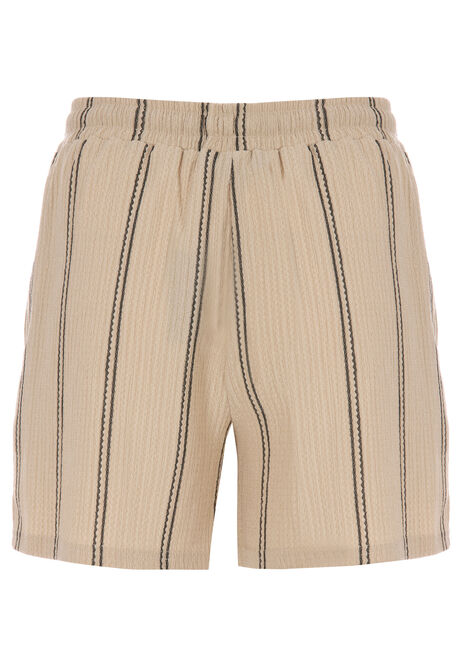 Womens Cream Stripe Textured Shorts