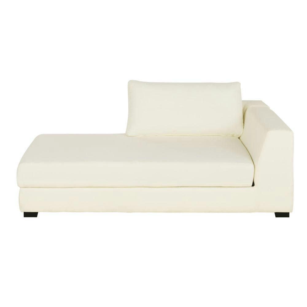 Terence - Méridienne-coffre gauche pour canapé modulable en toile ivoire