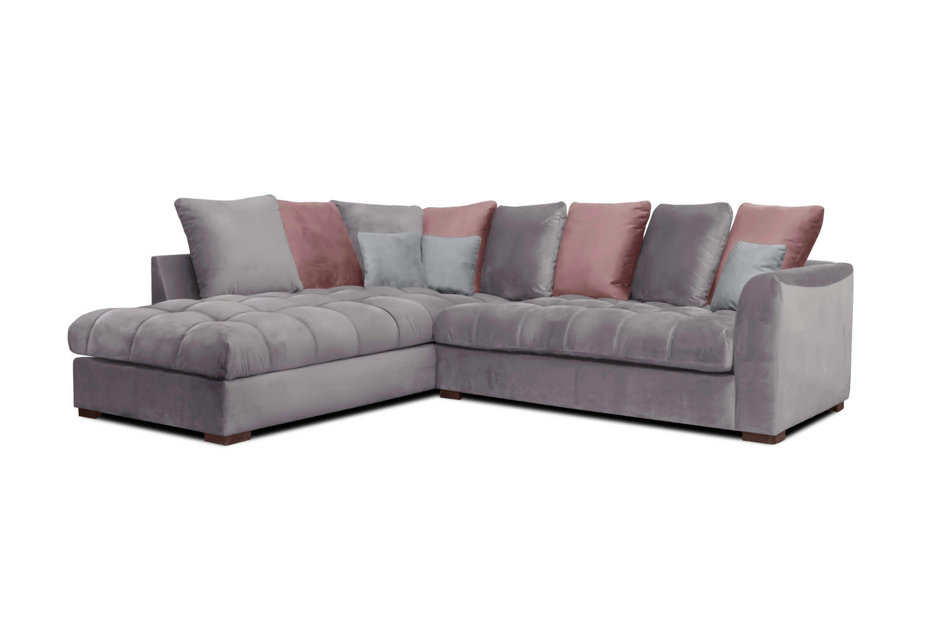 BARDI - Canapé d'angle gauche 5 places tissu gris